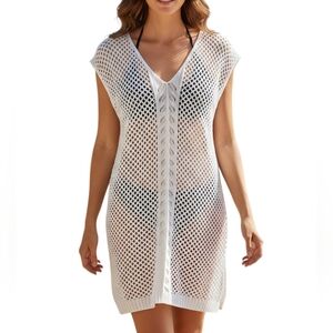 Elegant White Knit Swim Cover-Up